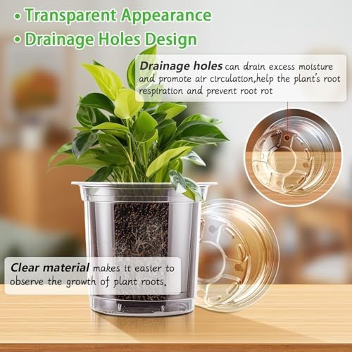 SupKing Clear Nursery Pots 5/4/3.5 Inch Plastic Seed Starter Plant Flower Pot with Drainage Holes for Transplanting Succulents Cuttings Seedlings 15 Labels (12Pcs) - Image 3