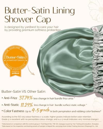 Yanibest Satin Lined Shower Cap, Reusable Waterproof Shower Caps for Women - Image 3