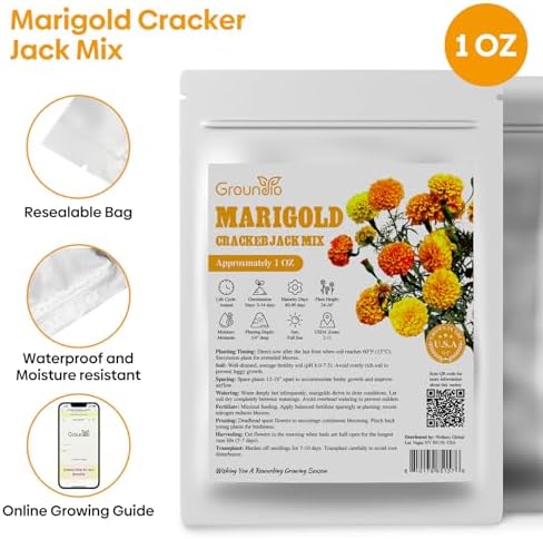 Groundio Marigold Seeds, 9500+ Crackerjack Marigold Flower Seeds, Non-GMO Heirloom Flower Seed in Mix Color for Planting Home and Garden-Wildflower African Marigold(Tagetes erecta) - Image 6