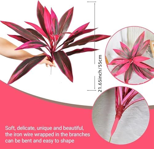 Artificial Tropical Plant UV Resistant Large Faux Plants Outdoor Fake Boston Ferns Potted Plants Realistic Agave Plastic Hostas Greenery Patio Outside Shrubs Flower Grass Front Porch Decor (2, Purple) - Image 3
