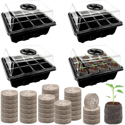 Seed Starter Tray with Peat Pellets, Black Seeding Starter Trays for Plant by HALATOOL