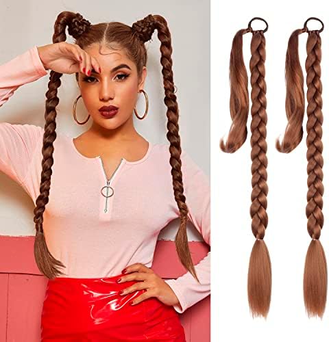 34''' 2 Pack Long DIY Braided Ponytail Extension with Hair Tie for Women by LyoRuSi