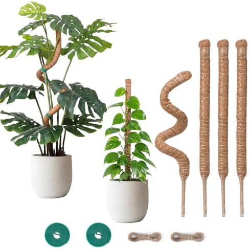 4 Pack 28'' Moss Pole Monstera Plant Support, Bendable Plant Stakes Made of Real Coco Coir Support for Climbing Indoor Plants, Tall Moss Stick Trellis for Potted Climbers by Unknown