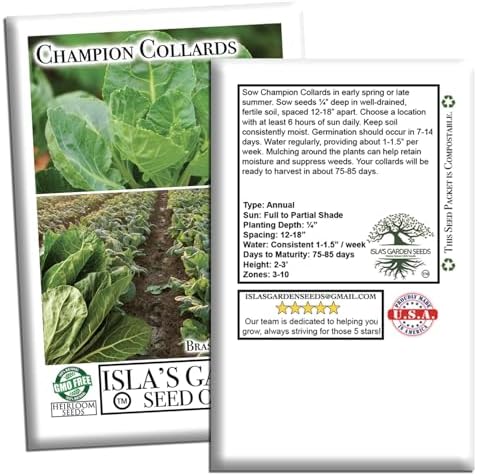 Champion Collard Greens Seeds (Brassica oleracea) – 1,000+ Non-GMO Heirloom Seeds by Isla’s Garden Seeds, Nutrient-Dense & Flavorful Greens, Fast-Growing & Productive, Perfect for Cooking & Smoothies - Image 7