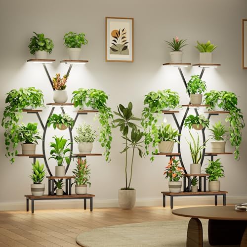 JUSTOGO Plant Stand Indoor with Grow Lights - 9 Tiered Tall Plant Shelf - Image 5