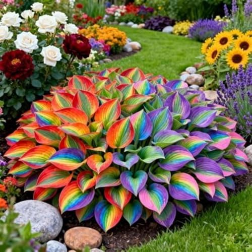 375+ Rainbow Hosta Seeds Heart Shaped Leaves, Hostas Seed for Planting Drought Tolerant Colorful Hosta Plants Outdoor Garden - Image 2
