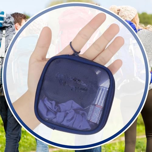 Weewooday 4Pcs Mesh Makeup Bag, Navy Blue, Small, Classic - Image 6