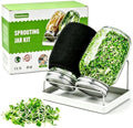 Premium Sprouting Jar Kit 2-Large Wide Mouth Mason Jar with Sprouting Lids by Boombamo
