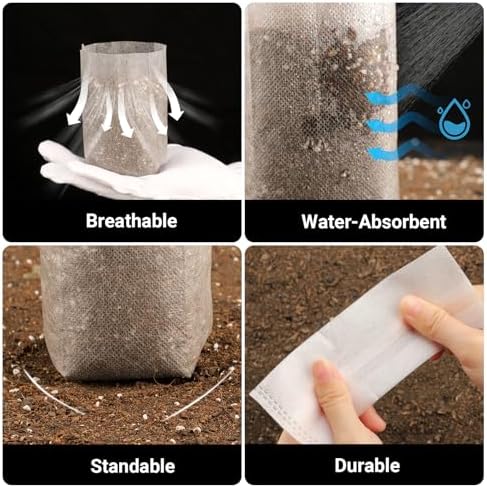 Plant Grow Bags, 400pcs Plant Nursery Bag 5.5 x6.3 Inches, Fabric Seedling Pots Non-Woven Pouch for Potato, Flower, Tomato Plant Starts & Clones, Fruit Protection Bags Home Gardening Supply - Image 3
