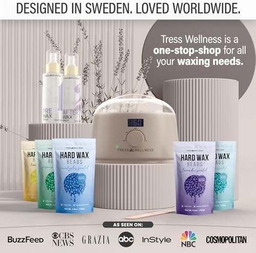 Tress Wellness Award Winning Waxing Kit for Sensitive Skin – Safe for Face & Skin, Easy to Use – At-Home Kit for Face, Bikini, Brazilian & Full Body - Digital Display, Beige - Image 7