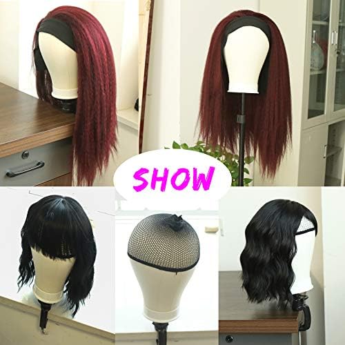 Bileaf 22 Inch Wig Head Leather Canvas Block Mannequin Head with Stand - Image 6