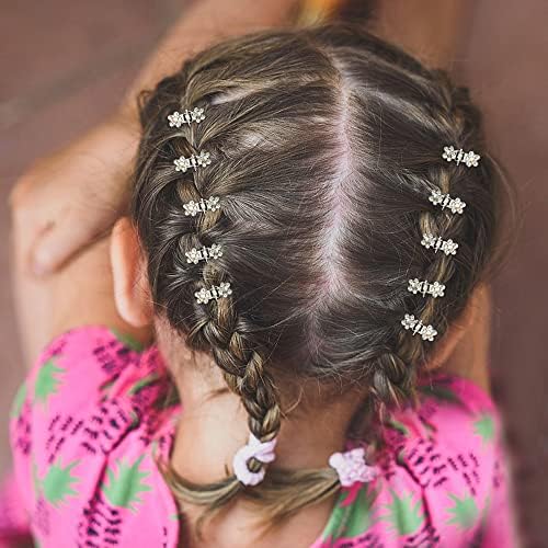 Mini Glitter Teeth Rhinestone Flower Hair Accessories - No-Slip Grip Metal Jaw Clamps in Mix Colors for Girls Women (Silver-White Crystal) - Image 2