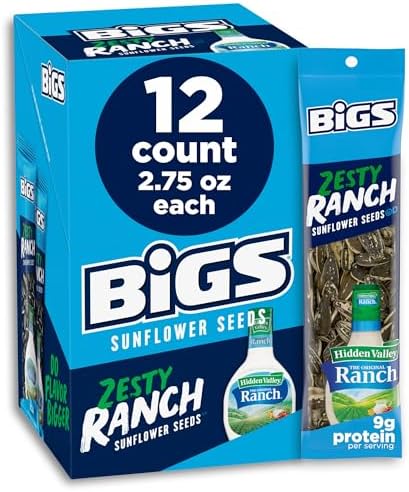 BIGS Sunflower Seeds, Hidden Valley Zesty Ranch Flavor, 2.75 oz. (12-pk) by BIGS