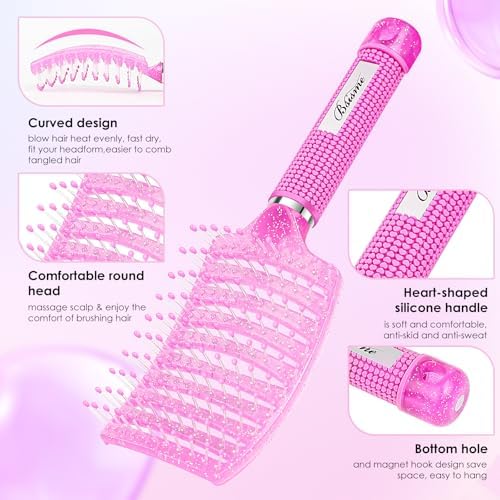 Bsisme Hair Brush with Hair Clips, Vented Brush for Faster Blow Drying - Image 2
