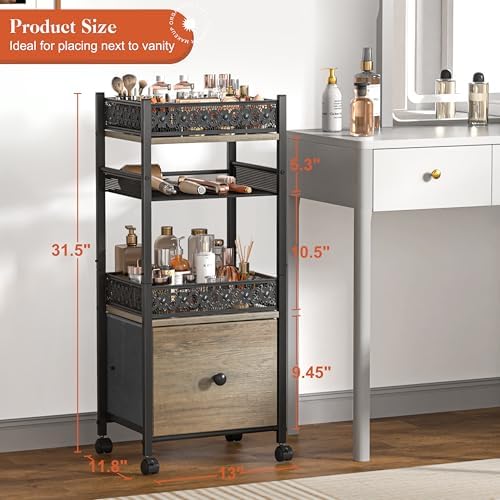 Makeup Organizer, Large Skincare Organizers, Make Up Organizers for Vanity, Makeup Storage Cosmetic Organizer with Drawer, Bathroom Vanity Organizer Makeup Holder Cart for Skin Care Hair Tool Beauty - Image 6
