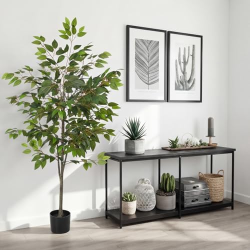 Daifunli 2 Pack Artificial Ficus Tree with Realistic Leaves Natural Trunk - Image 5