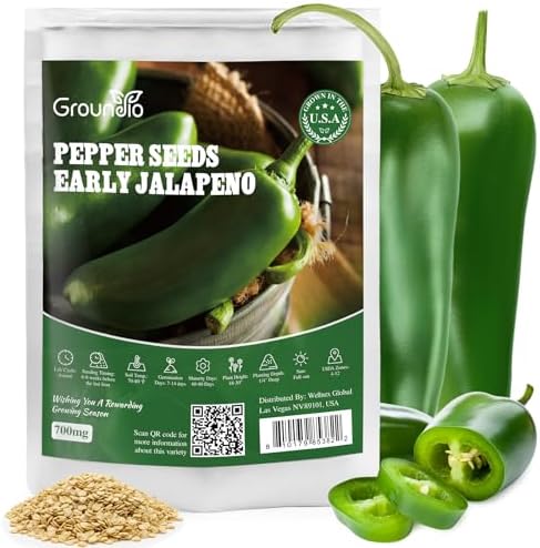 100+ Jalapeno Pepper Seeds for Planting, Non-GMO Heirloom Vegetable Seed by Groundio