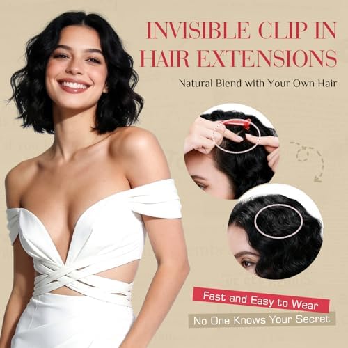 Rich Choices Short Clip In Hair Extensions Real Human Hair-Wave/Curly 6 Pcs Single Clip Hairs Extensions For Women-Mini Clips Hairpieces-10 Inch #22BP613 Champagne Blonde Balayage - Image 6