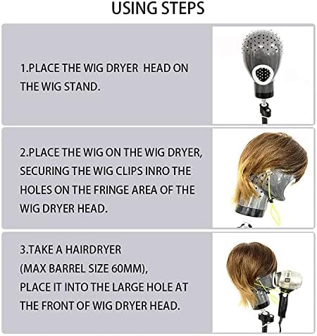 Maxsirui Wig Head Stand - Fresh Holder With Mannequin for Drying and Styling Hair, Scalp Cap Net, Dryer With Holes (Dark Grey) - Image 4