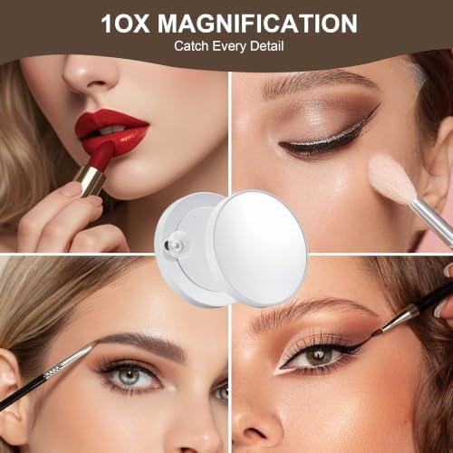 Ratsamee Gold Hollywood Vanity Mirror with Lights, 9 Dimmable Bulbs, 3 Color Lights,Make Up Lighted Mirror, 10x Magnification 360°Rotation(22" x 17") - Image 6