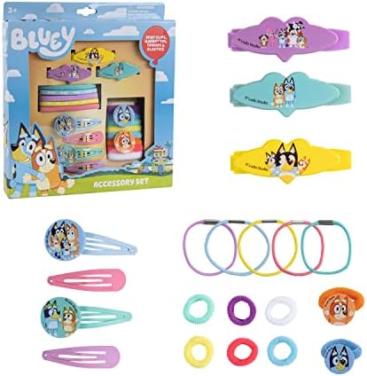 Luv Her Bluey Girls 20 Piece Accessory Set with 3 Barrettes, 4 Snap Hair Clips, 5 Elastics and 8 Terry Ponies- Ages 3+ - Image 6