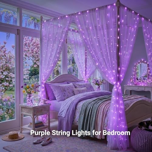 JMEXSUSS 99Ft Purple Halloween Lights, 300 LED Purple Christmas Lights - Image 2
