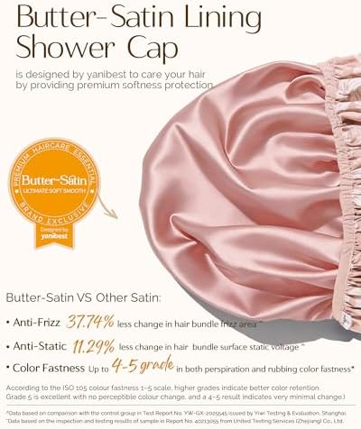 Yanibest Frizz Free Satin Lined Shower Cap with Soft Elastic Band - Image 3