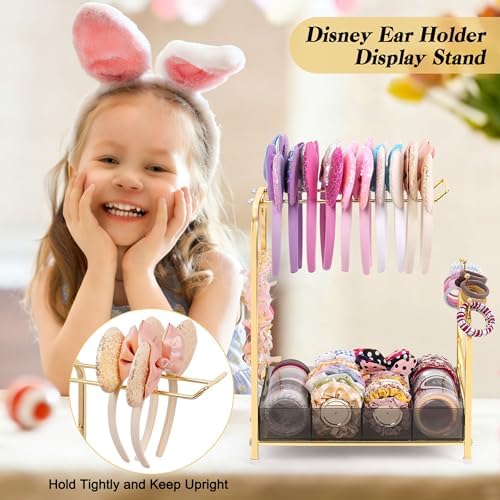 Keebofly Acrylic Hair Accessories Organizer, Versatile Headband Holder Stand for Scrunchies, Bows, Claw Clips, Hair Tie, Compact Hair Organizer Storage for Girls, Women, Babies, Amber & Gold-Plated - Image 7
