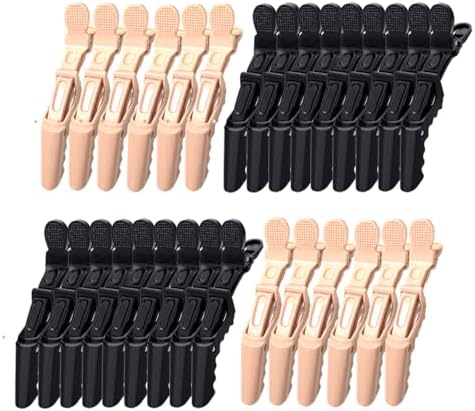 30 Pack Alligator Hair Clips, Sectioning Clips for Salon Coloring, Cutting & Styling, Durable Plastic Barber Hairdressing Tools, Strong Grip Crocodile Clips for Women Men Kids (Black+Dusty Pink) by Unknown
