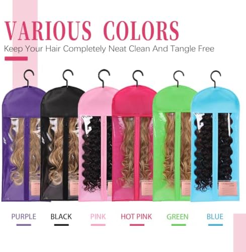 8PCS Wig Storage Bags with Hanger Hair Extension Holder Wig Bag-Purple - Image 6