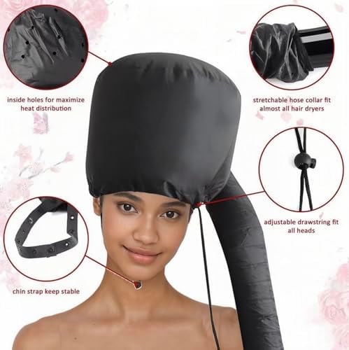 Hair Dryer Bonnet with Plopping Net,Hair Drying Bonnet for Blow Dryer,Portable Home Deep Conditioning Hair Care Hot Cap，Speed Up the Drying - Image 5