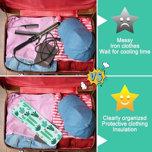 Shappy 2 Pcs Heat Resistant Curling Iron Flat Iron Travel Case,Cactus - Image 6