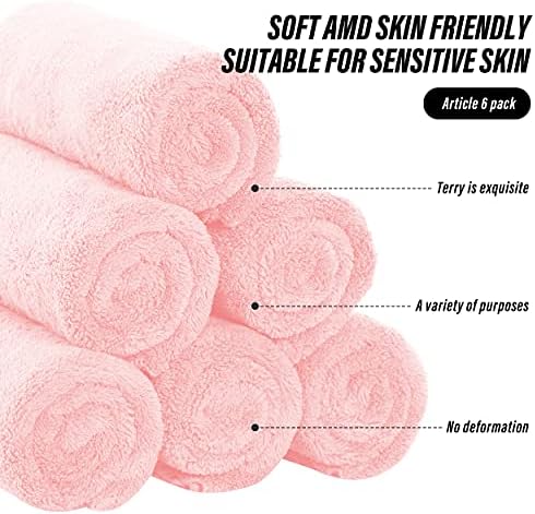 MOONQUEEN 6 Pack Premium Hand Towels - Quick Drying - Microfiber Coral Velvet Highly Absorbent Towels - Multipurpose Use as Hotel, Bathroom, Shower, Spa, Hand Towel 16 x 28 inches (Pink) - Image 7
