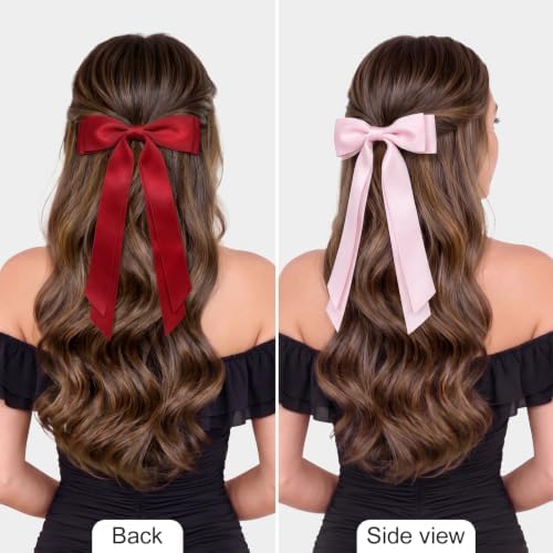 6PCS Multicolor Hair Bows, Large Ribbon Bow Hair Clips for Girls Women Cute Ponytail Holder Accessories for Toddlers Kids Teens - Image 3