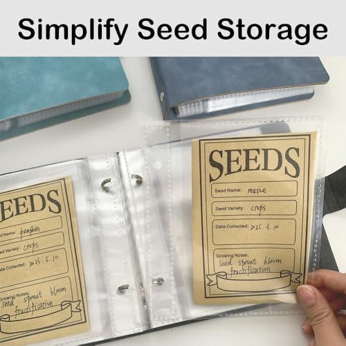 Seed Storage Organizer Binder, Seed Packet Organizer with 50 Clear Pockets - Image 5