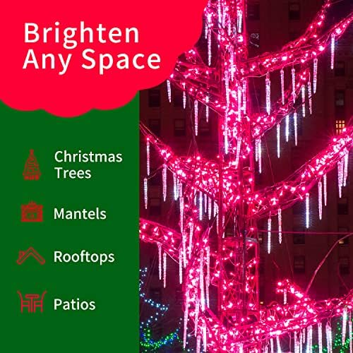 Ultra-Bright Connects End to End Pink Christmas Mini Light 300L 63.8Ft(2Sets-Each 150L)UL Listed Incandescent Bulb String Light for Indoor Outdoor Holiday Garden Party Christmas Tree Decor - Image 4