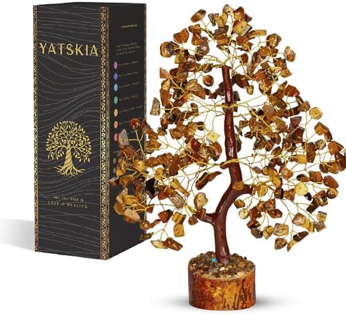 YATSKIA Tiger Eye Tree of Life Crystal Bonsai, Unique Gifts for Women, Sister & Friends, Handmade Gem Tree, Home, Bedroom & Office Desk Decor, Birthday Gifts by YATSKIA
