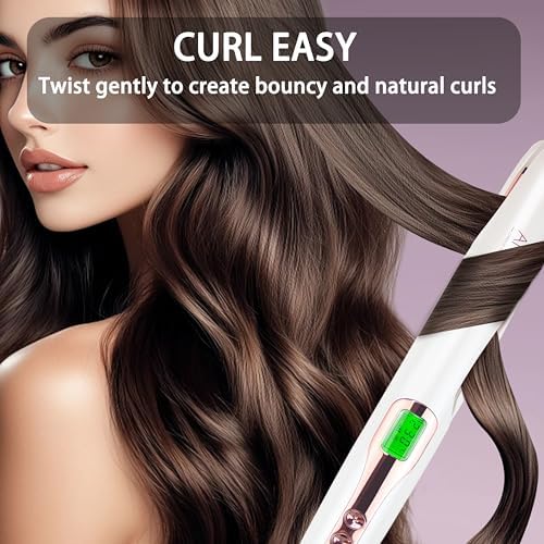 ANGENIL Pro Tourmaline Ceramic Twist Hair Straightener, Dual Voltage Flat Iron Curling Iron in One, Round Flat Iron with Silicone Heat Resistant Mat, LCD Display, 11 Adjustable Temp, 20S Fast Heating - Image 3