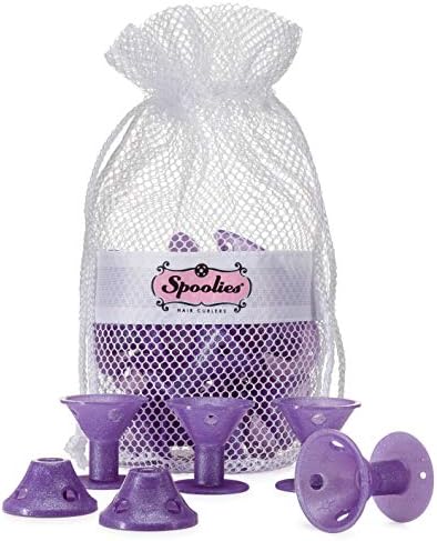 Spoolies Original Hair Curlers, Heatless Silicone Rollers with Mesh Bag Gift for Natural Hair, Hair Extension plus Wigs, Made in USA, 15 Jumbo Size (Purple Galaxy) by Spoolies