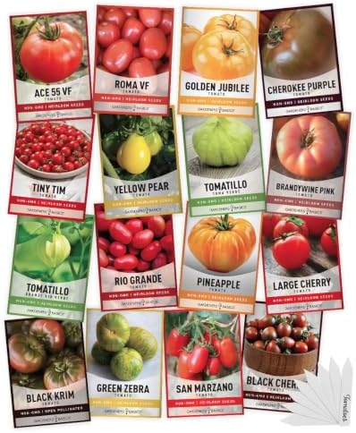 Gardeners Basics 16 Variety Tomato and Tomatillo Seeds for Planting by GardenersBasics