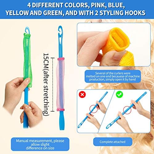 WILLBOND 28 Pieces Heatless Curlers No Heat Spiral Curls Hair Curlers Styling Kit with 2 Pieces Styling Hooks for Most Kinds of Hairstyles (Assorted Color, 15 cm) - Image 2