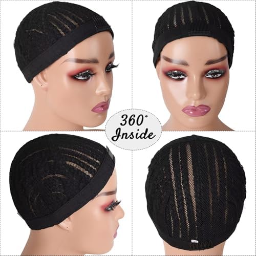Braided Wig Cap For Crochet Hair Braids Breathable Cornrow Cap for Easier Sew in Weave Hair Glueless Black Cornrow Crochet Wig Cap For Making Wig Tight Fit Medium Size (braided caps,2pcs) - Image 5