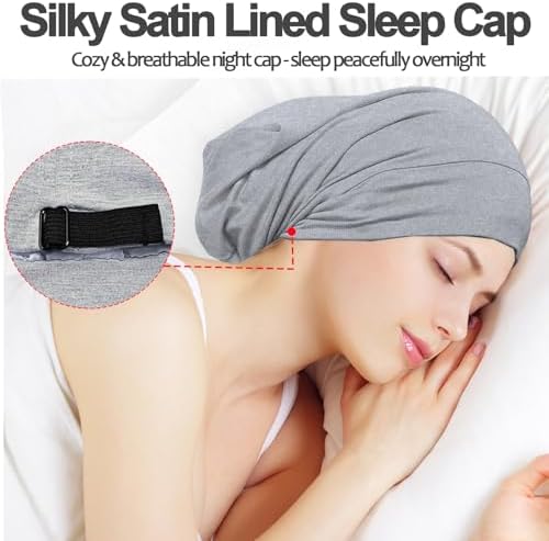 Satin Bonnets for Sleeping Adjustable Silk Lined Bonnet Sleep Cap Hair Wrap - Image 5