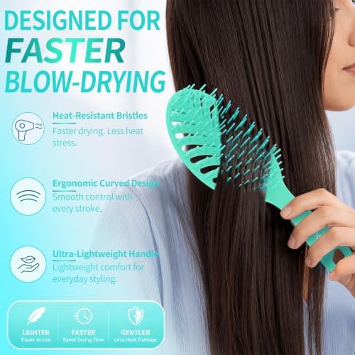 Vented Detangling Brushes for Wet & Dry,Curly Straight Thick Hair - Image 7