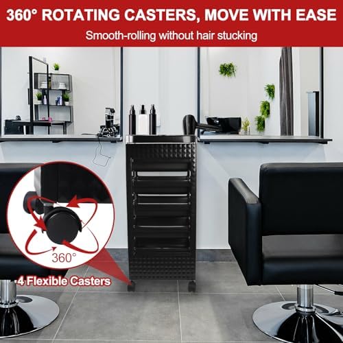 Roixeeds Salon Trolley Cart with Wheels and 5 Drawers, Salon Rolling Cart for Hair Stylist - Image 4