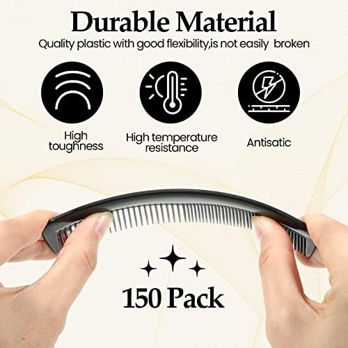 150 Pcs Combs Bulk, 5" Black Fine and Wide Tooth Plastic Comb for Women Men (Pack of 2) - Image 3