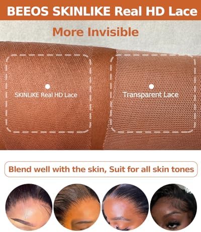 BEEOS 13x6 HD Lace Wig 180% Density Body Wave Human Hair Wigs Ultra-fitted Cap Design Pre-Plucked Bleached Knots 0.10mm Ultra-thin Invisible SKINLIKE Real HD Lace 22 Inch - Image 2