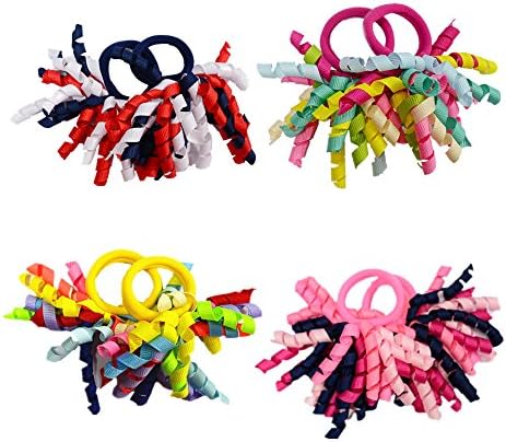 Pack of 18 Mix Color Boutique Girls' Curly Korker Bow Hair Ties - Image 3