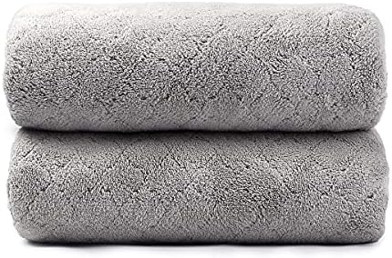 JML Microfiber Bath Towels with Hanging Loop, 2 Pack, 30 in x 60 in, Grey - Image 2