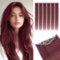 Rich Choices Real Human Hair Clip In Extensions-6 Pcs Single Clip Design-100% Remy Hairs Invisible Clip in Extensions for Thin Hair-Seamless Hairpieces for Women-18 Inches #99J Burgundy Red Halloween by RichChoices